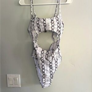 Snakeskin Print Cutout Swimsuit